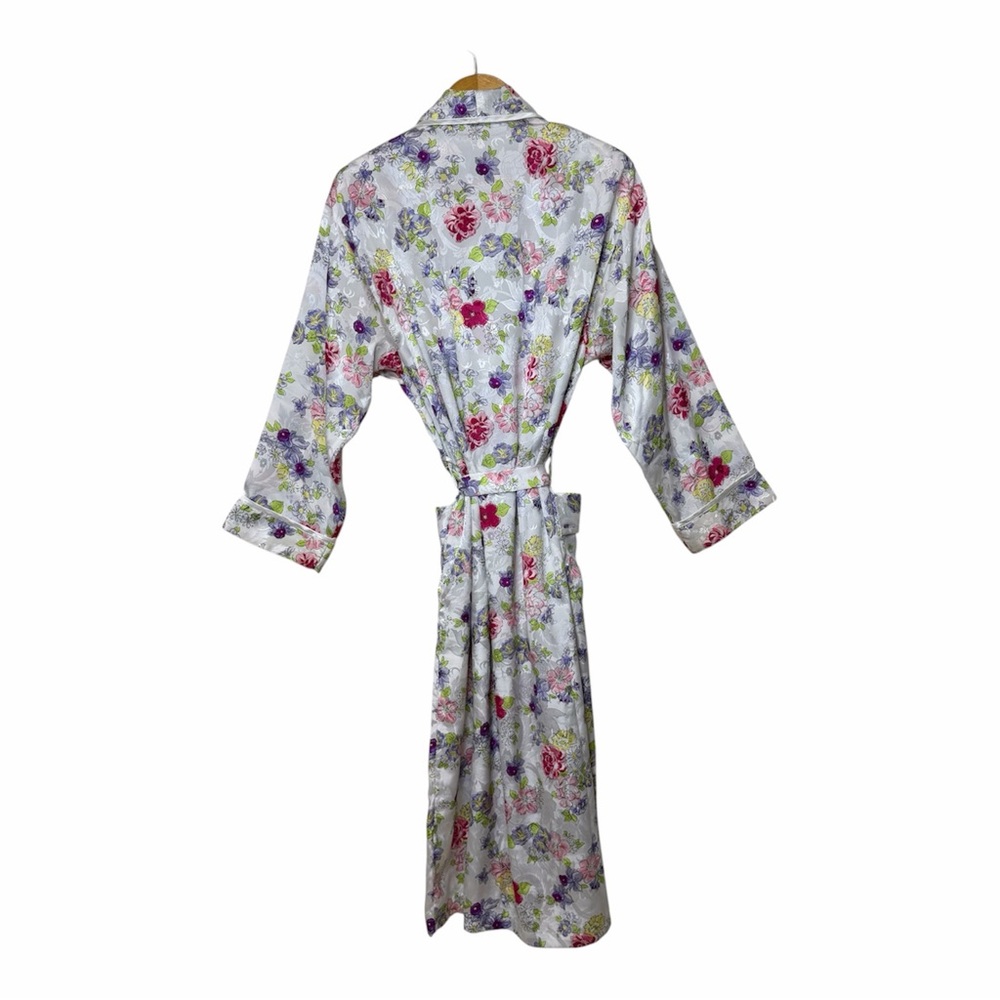 Vintage Robe Victoria's Secret Gold Label Satin Floral Jacquard S 80s Romantic - Picture 2 of 12